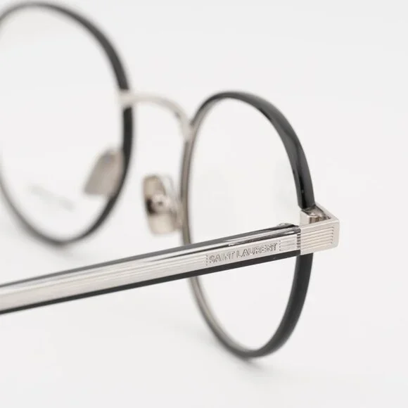 Saint Laurent SL125 001 Eyeglasses Black/Silver 49mm Round Frame